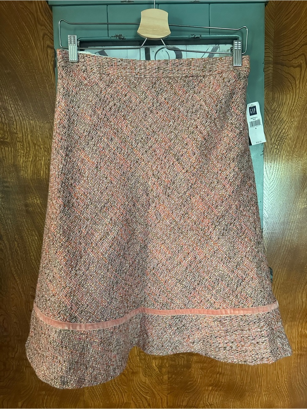 GAP Pink Tweed A-Line Skirt with Ribbon Trim